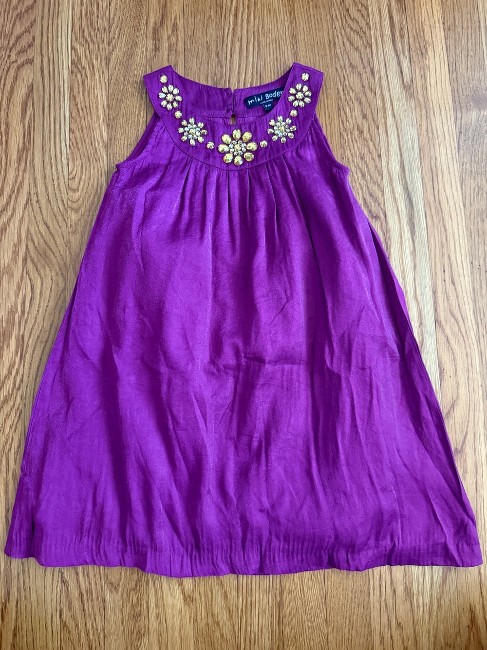 Mini Boden faux crystal embellished purple dress 5-6y